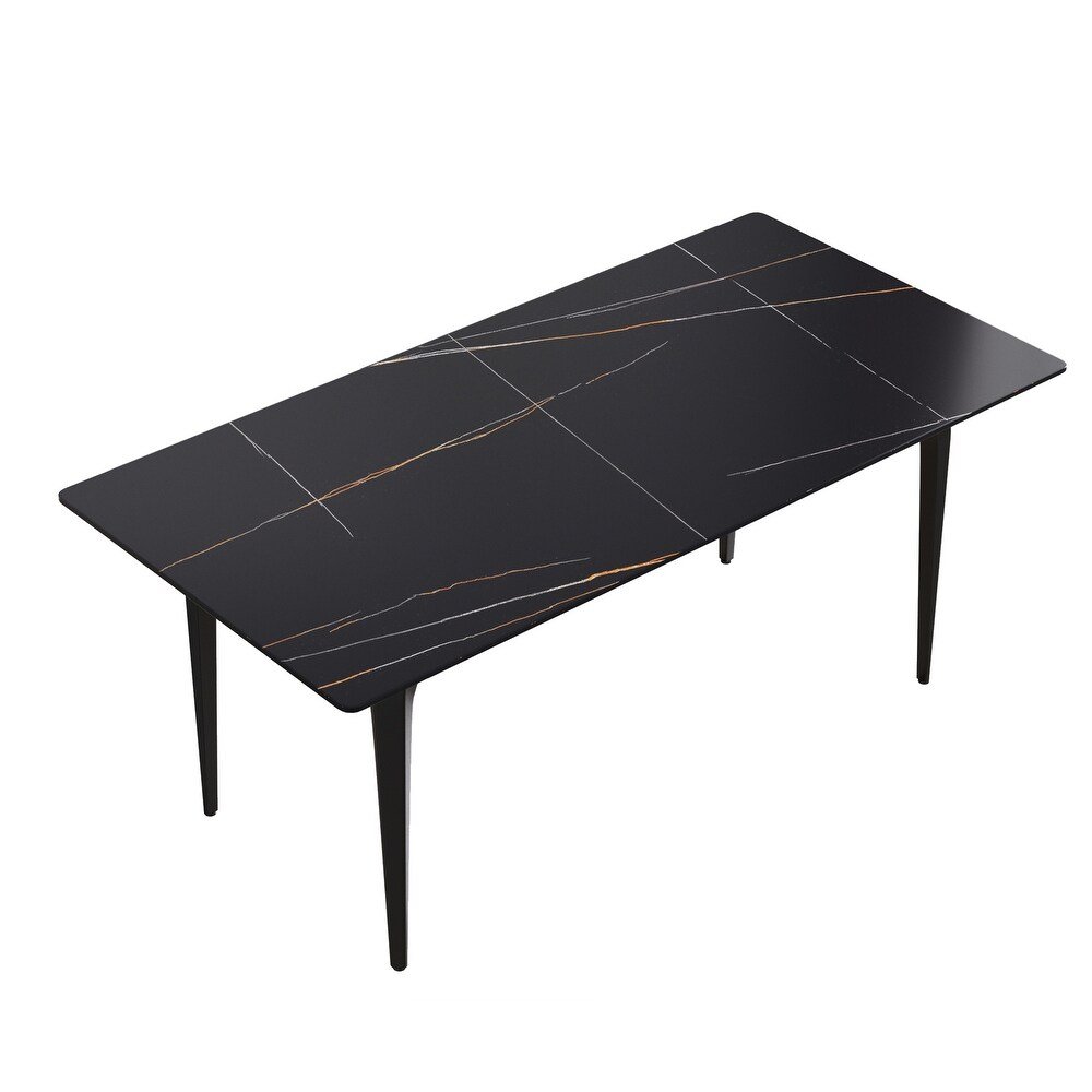 Black and Gold Shopro Rectangular Sintered Stone Dining Table – Seats 4–6 | Shopro Trinidad at Shopro Trinidad