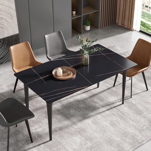 Black and Gold Shopro Rectangular Sintered Stone Dining Table – Seats 4–6 | Shopro Trinidad at Shopro Trinidad