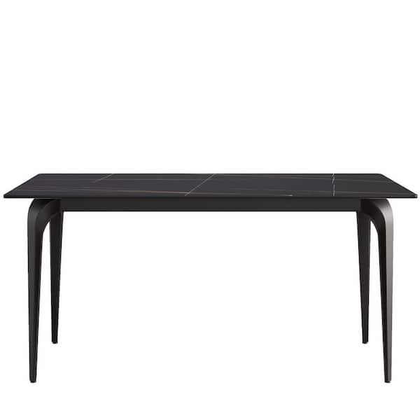 Black and Gold Shopro Rectangular Sintered Stone Dining Table – Seats 4–6 | Shopro Trinidad at Shopro Trinidad