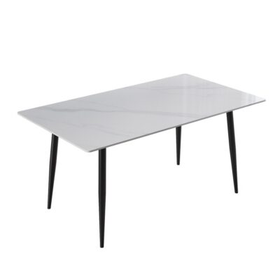 White and Black Sintered Rectangular Stone Dining Table – Seats 4-6 | Shopro Trinidad