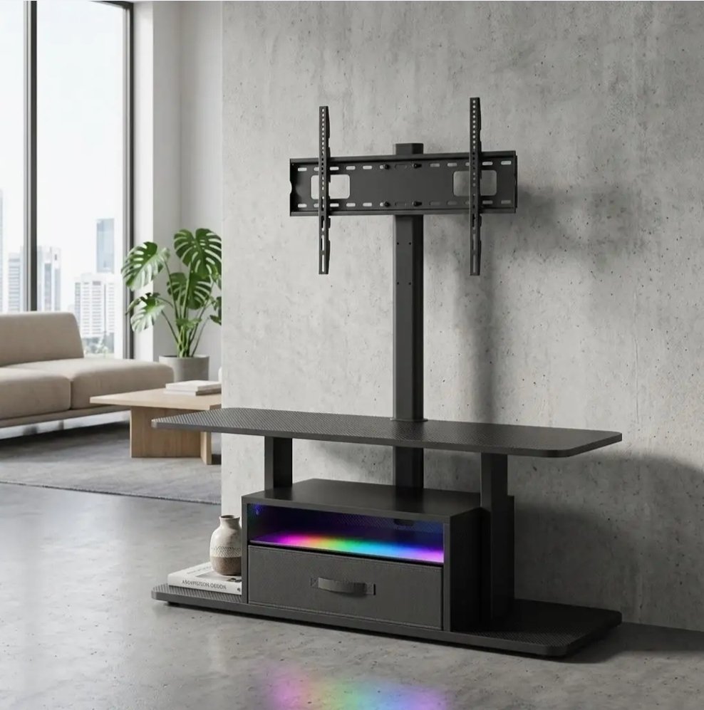 TV Stand with Mount, Shelf & 6 Compartments – Black | 37″–80″ TVs | Shopro Trinidad at Shopro Trinidad