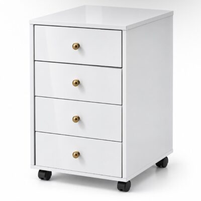4-Drawer Storage Cabinet with Wheels – Office Desk Storage & Bedside Table