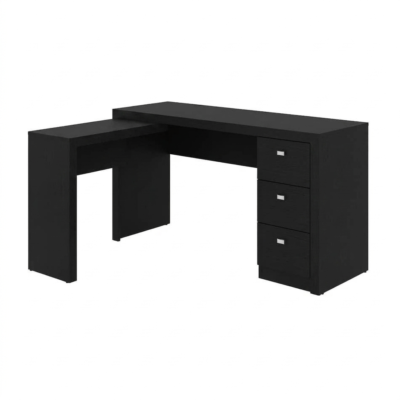 Reversible Corner Desk – Black | Home Office & Study Desk with Drawers